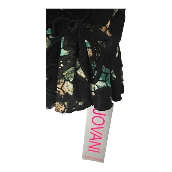 Jovani Masalvi Black and Green Embroidered Top - Size 0 - Picture 6 of 11